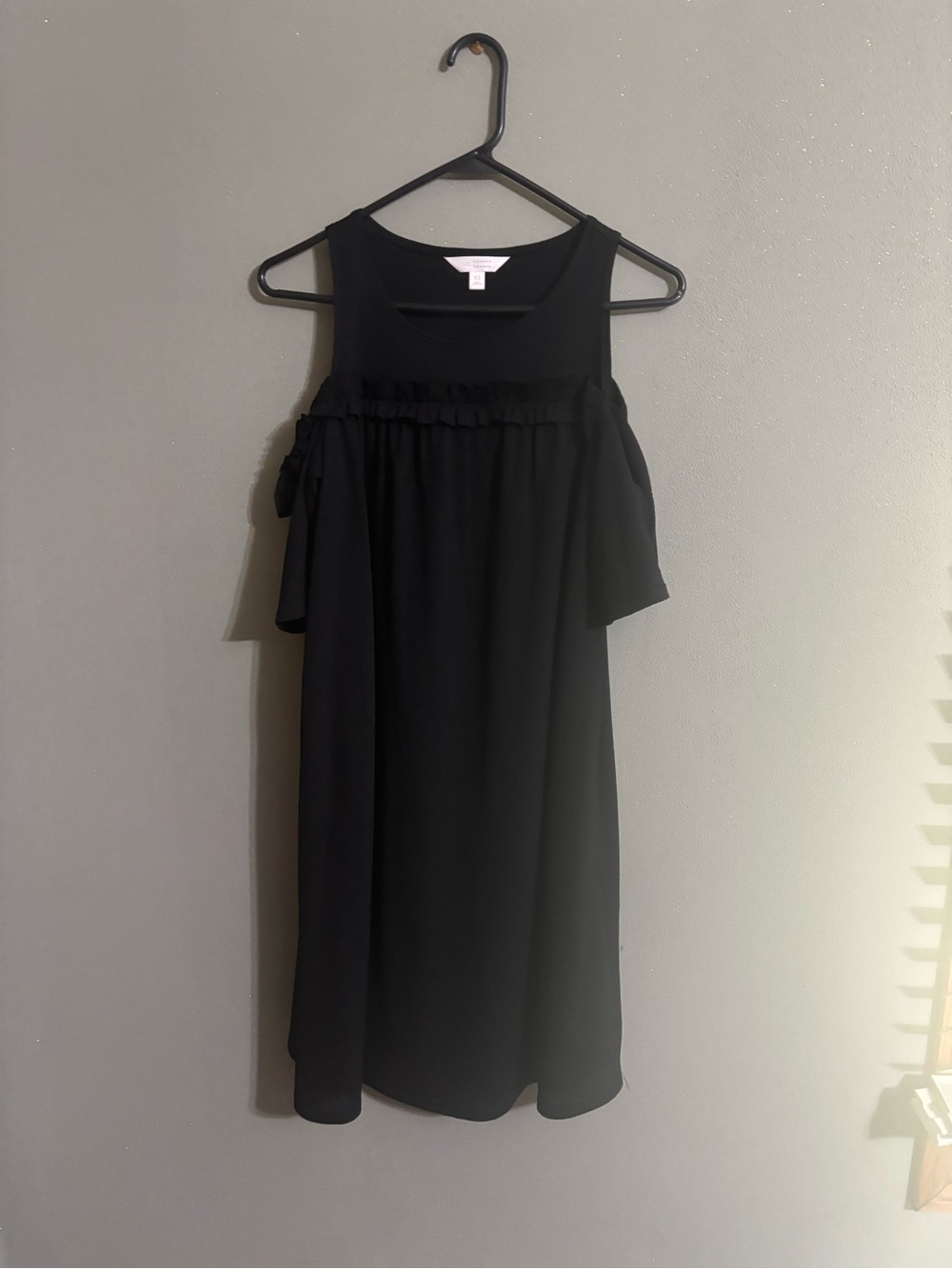 LC Lauren Conrad Black Cold-Shoulder Midi Dress